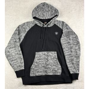 Ariat Men’s Patriot Black Digital Camo Block Peached Fleece Hoodie Sweatshirt L